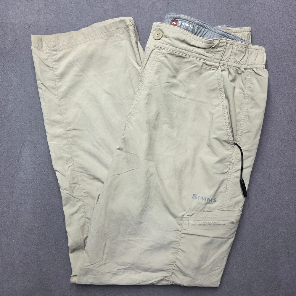 Simms Guide Series Fishing Pants Mens Medium Tan Nylon Quick Dry Outdoor Cargo